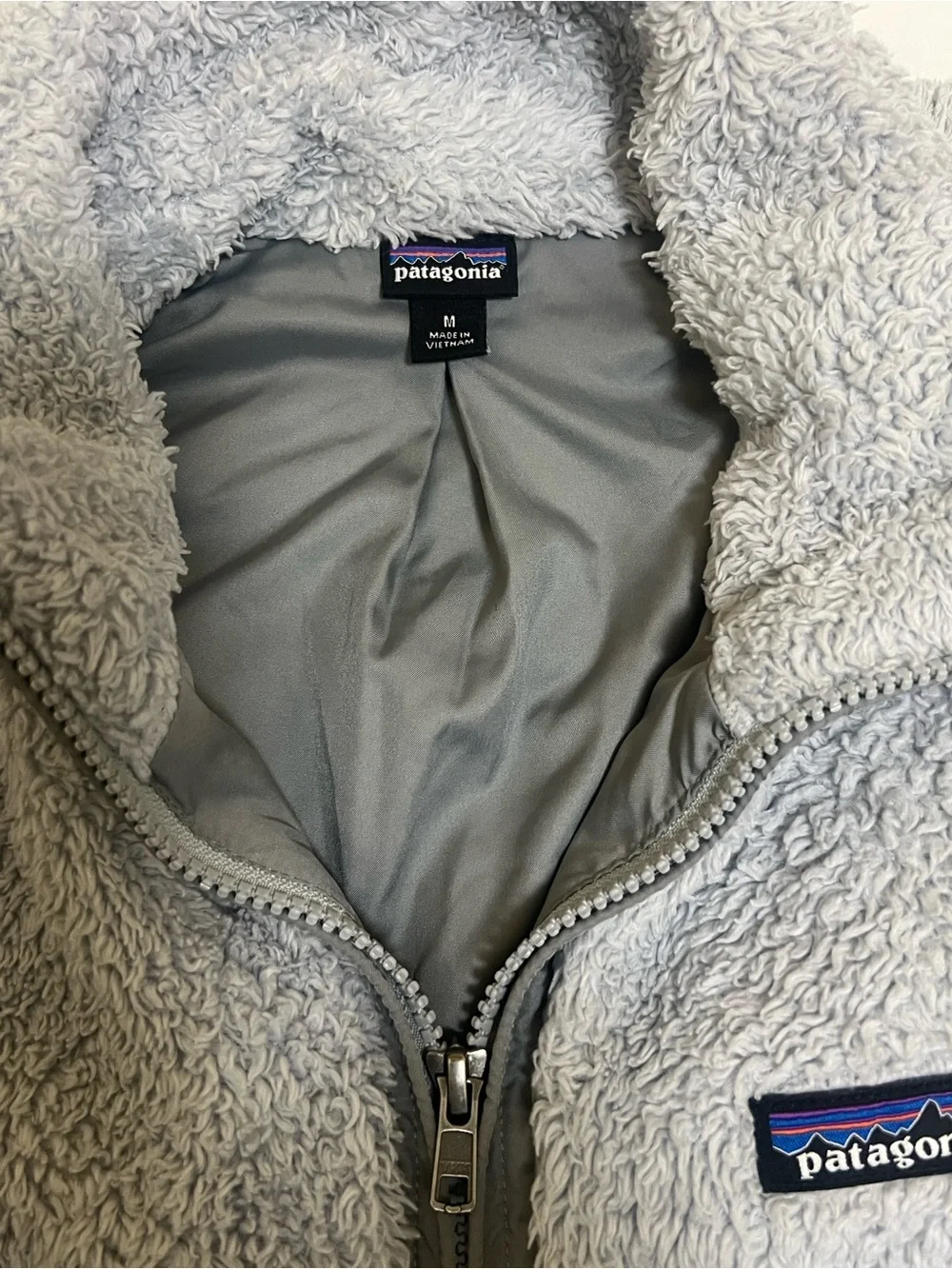 Patagonia Light Gray Sherpa Fleece Vest